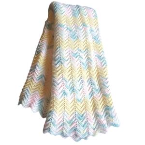 Handcrafted Unisex Baby Blanket Yellow/Pink/White/Green